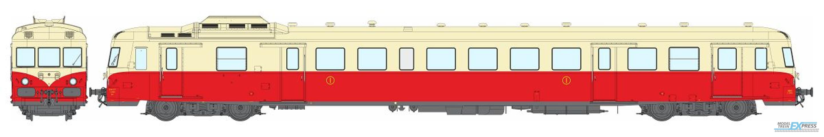 REE models MB-227 X 2902 with skirt, 1st class Origin, Red 605 and Cream 407, NANCY, SNCF Era.III - ANALOG DC