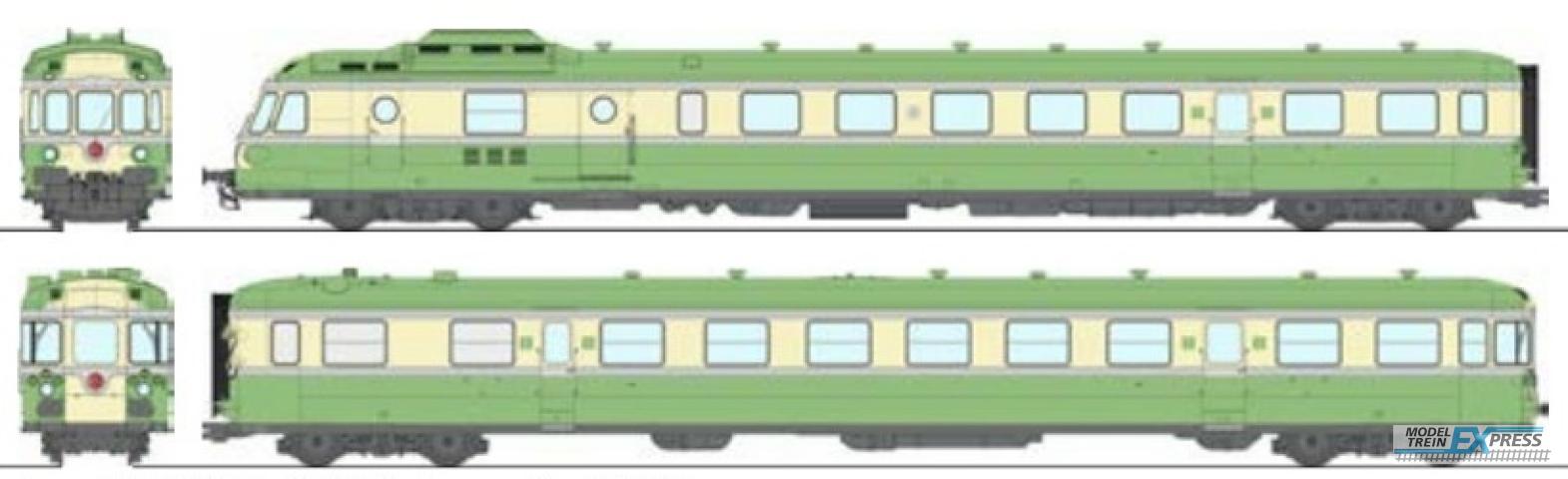 REE models MB-259SAC RGP 1 train set - X-2728 NOISY, Green,with kitchen Era III-IV - AC SOUND