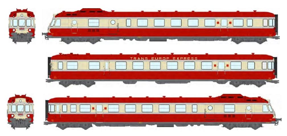 REE models MB-273 RGP 1 train set - X 2771 - X 2780, LE PARSIFAL, Red TEE, 3 lights, Era III-IV - Analog
