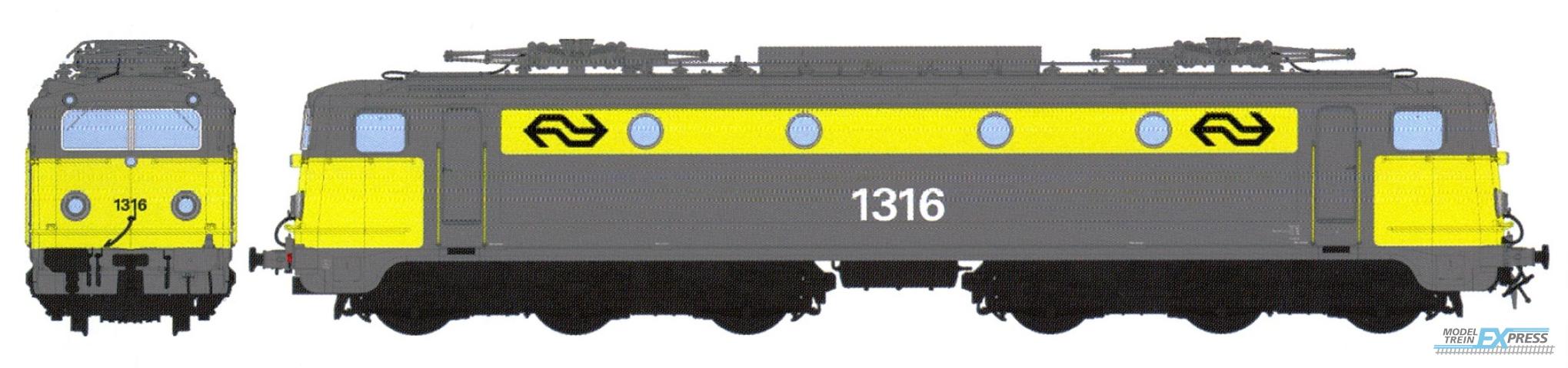 REE models NS1300-4S Series 1300, No. 1316, grey and yellow livery, 3 headlights, black NS logo, Ep. IV, DCC Sound