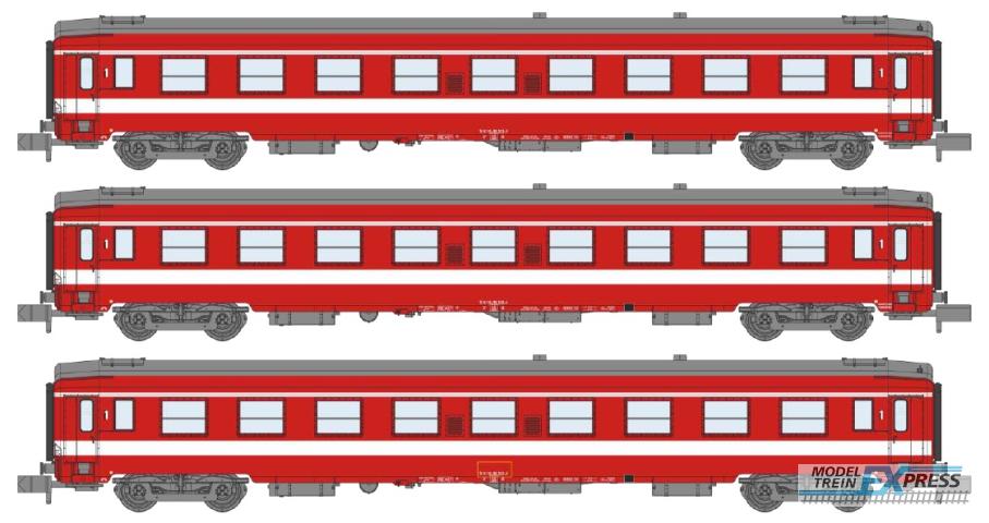REE models NW-159 SET of 3 UIC CAR A9 Era IV Red "Reverve of the CAPITOLE without steel plate"