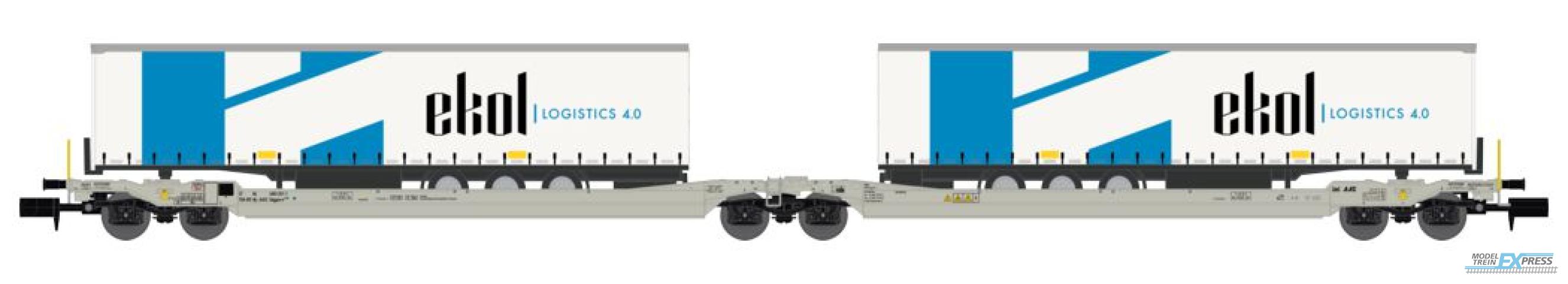 REE models NW-180 Twin car Sdggmrs AAE + 2 trailers EKOL Logistic - Era V-VI