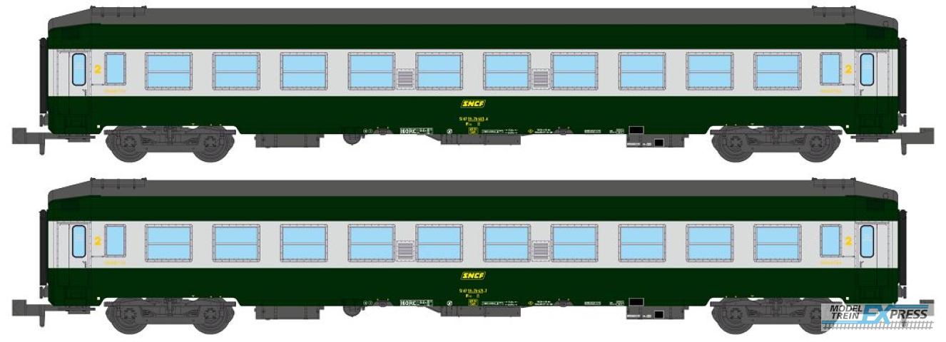 REE models NW-187 SET of 2 UIC SLEEPING CAR, High roof with grey color, Green-Alu 160 color Era IV
