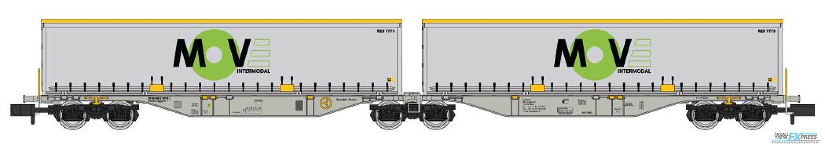 REE models NW-209 Sggmrss 90 wagon TOUAX + 2 Swap bodies "MOVE INERNATIONAL" - Era V-VI