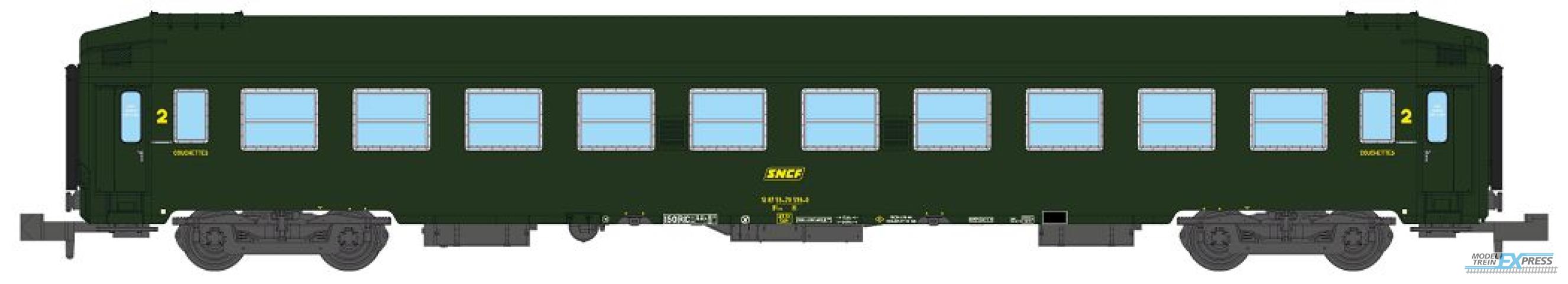 REE models NW-212 UIC SLEEPING CAR, High roof Green 301, Yellow framed logo Era IV