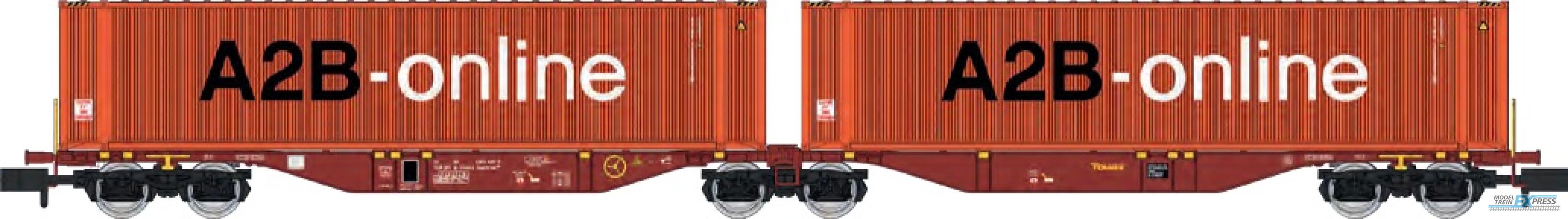 REE models NW-231 Sggmrss 90 TOUAX  wagon + 2 x 45' A2B-online containers, Ep.VI