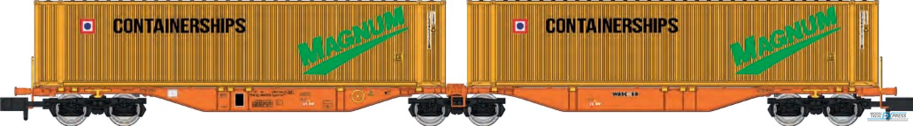 REE models NW-233 Sggmrss 90 WASCOSA  wagon + 2 x 45' CONTAINERSHIPS MAGNUM containers, Ep.VI