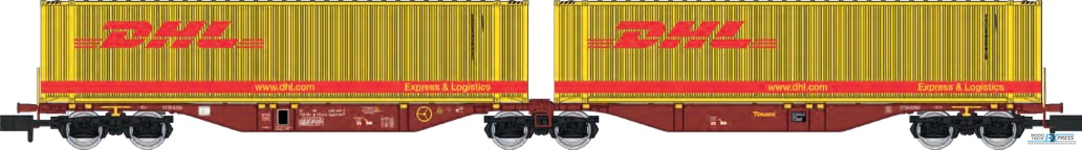 REE models NW-236 Sggmrss 90 TOUAX  wagon + 2 x 45' DHL containers, Ep.VI