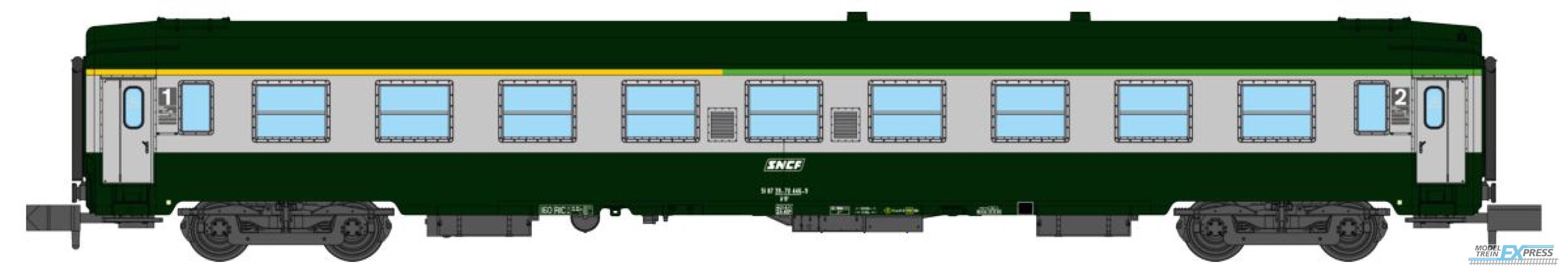 REE models NW-264 UIC Y coach, A4B5 ex-A9 green/concrete grey  livery ,boxed SNCF Logo, Period V