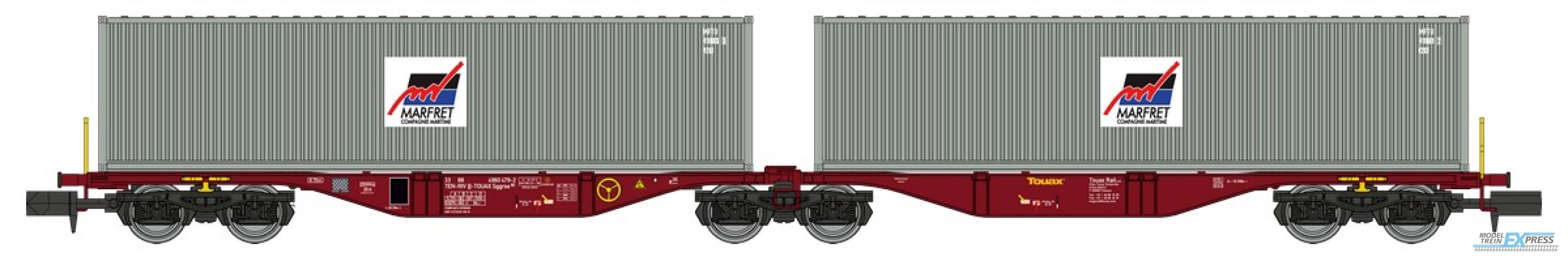 REE models NW-291 Sggmrss 80 TOUAX wagon + 2 x 40' MARFRET containers Era VI