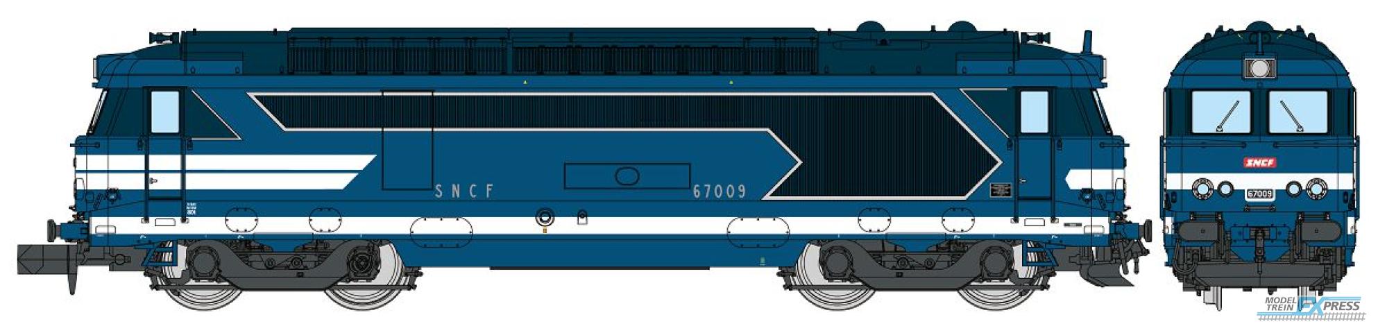 REE models NW-323 BB 67009 Blue livery with raised road, number plates, NEVERS, Era IV ANALOG