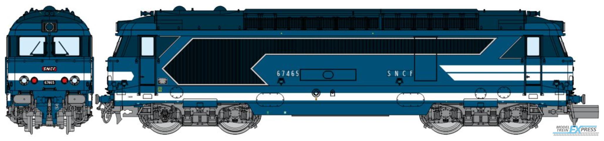 REE models NW-334S BB 67465 "CAEN" Blue livery with raised road number plates Era III-IV - DCC Sound