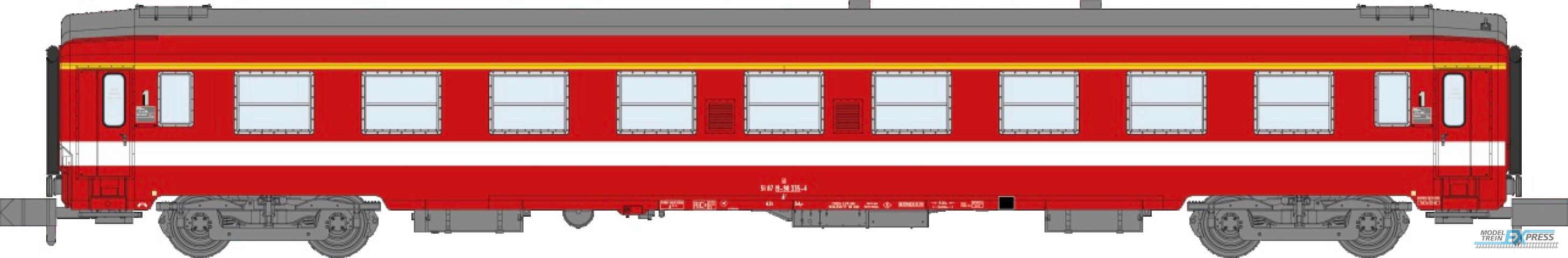 REE models NW-341 A9 UIC Y car, Red livery, Half Corail logo and yellow line Era IV