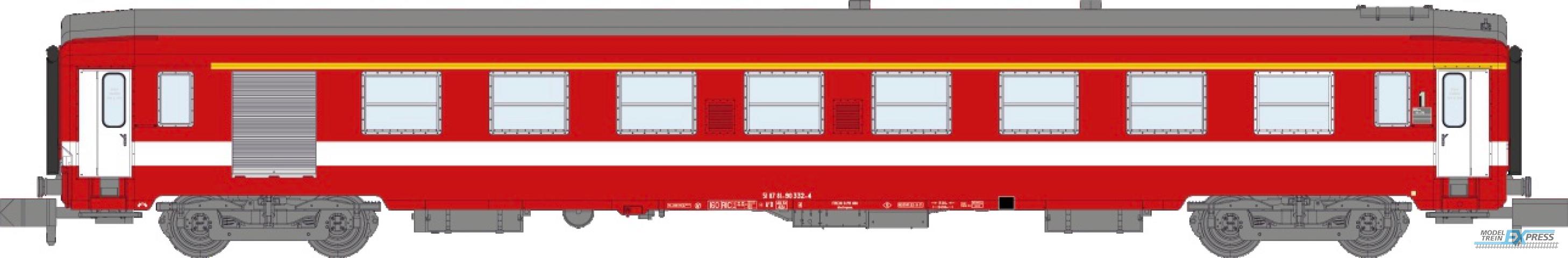 REE models NW-342 A7D UIC Y car, Red livery, Half Corail logo and yellow line Era IV