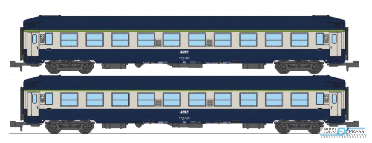 REE models NW-350 Set of 2 UIC B9c9x sleeping coaches set, high roof framed SNCF logo Era IV