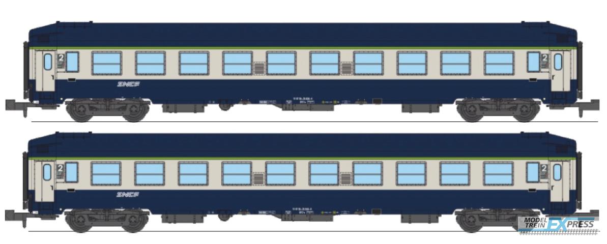 REE models NW-352 Set of 2 UIC B9c9x sleeping coaches set, high roof TEN livery framed SNCF logo Era IV-V
