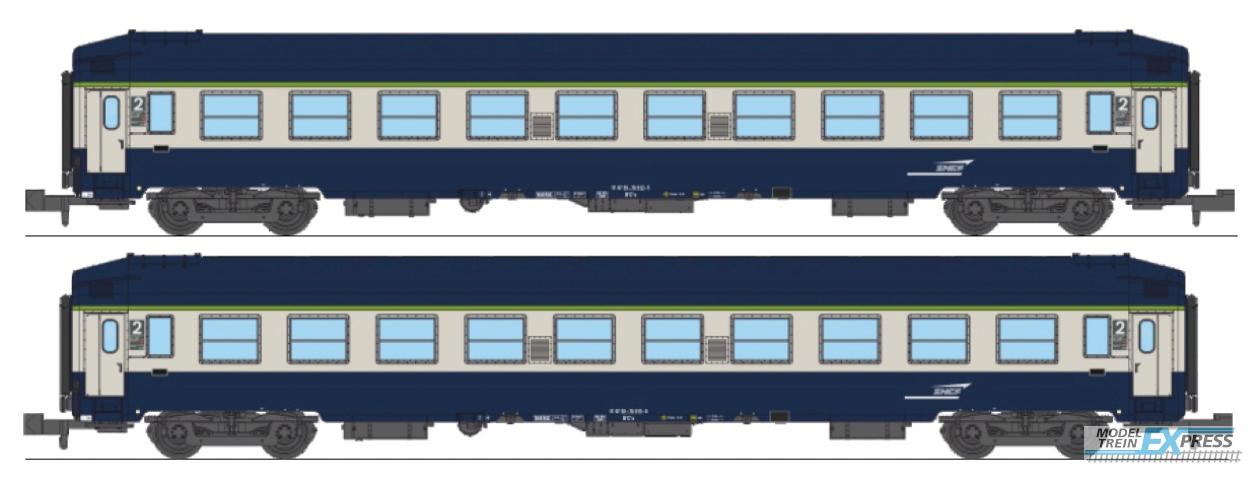 REE models NW-354 Set of 2 UIC B9c9x sleeping coaches set, high roof TEN livery arrow SNCF logo Era V-VI