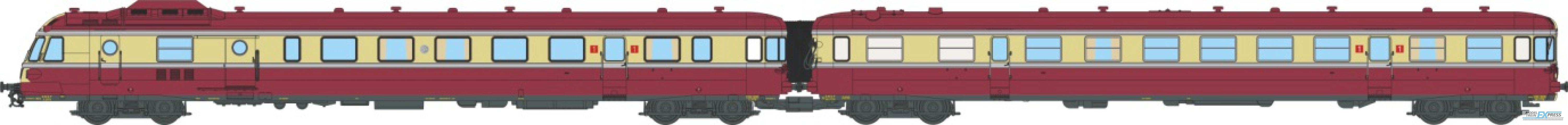 REE models NW-358 RGP 1 TEE red livery, SNCF, 2 front lights and 2 top lights Era III (X 2775 + CAR XR 7775)