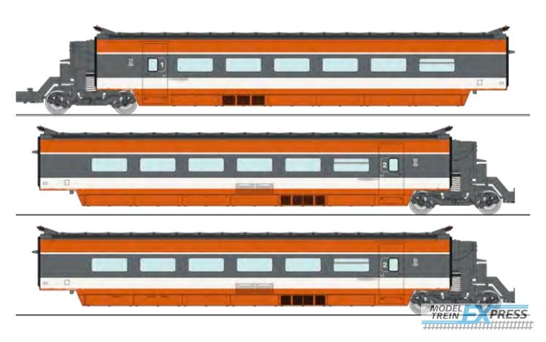 REE models TGV-002SAC TGV (3 units set : R2 + R5 + R6 coaches) - 3 Rails system