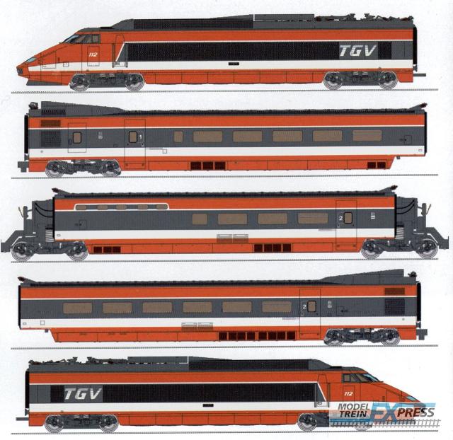 REE models TGV-008S TGV N°112 CFF Coffret 5 éléments : Motrices + R1 + R8 + R4 Bar - DCC SOUND Pantos Fonctionnels