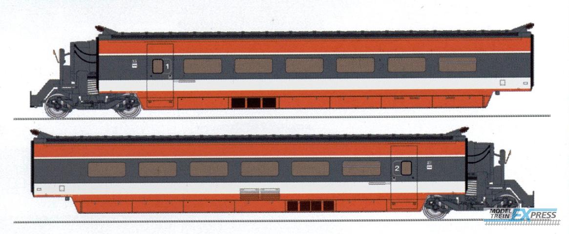 REE models TGV-010SAC TGV N°112 CFF Coffret 2 éléments : Remorques R3 + R7 (pour système 3 Rails)
