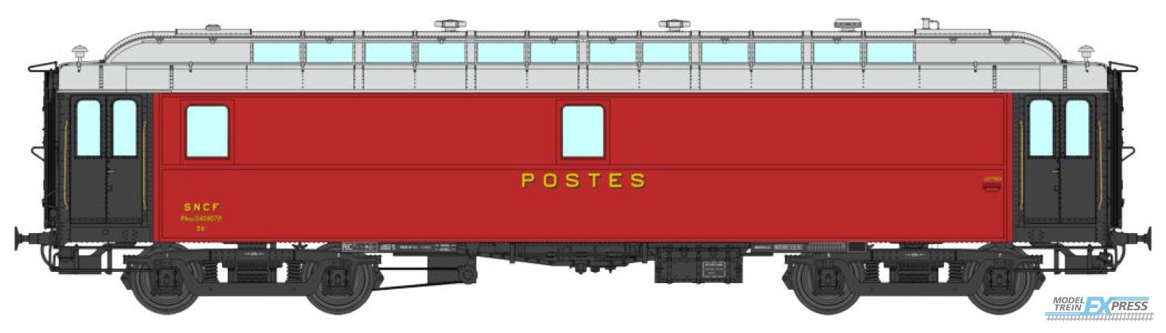REE models VB-247 POSTAL OCEM 16 m Era III A PAmyi dark red, light grey roof, Bogie Y2, N° 45907