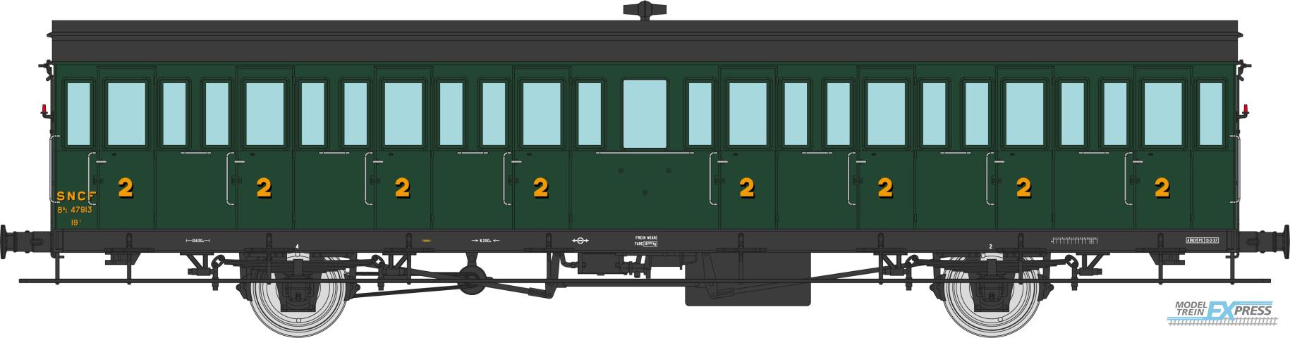 REE models VB-292 Southwest Car, 15 meters 2nd class compartment coach ex-MIDI, B8t n? 47913, Ep.IIIB