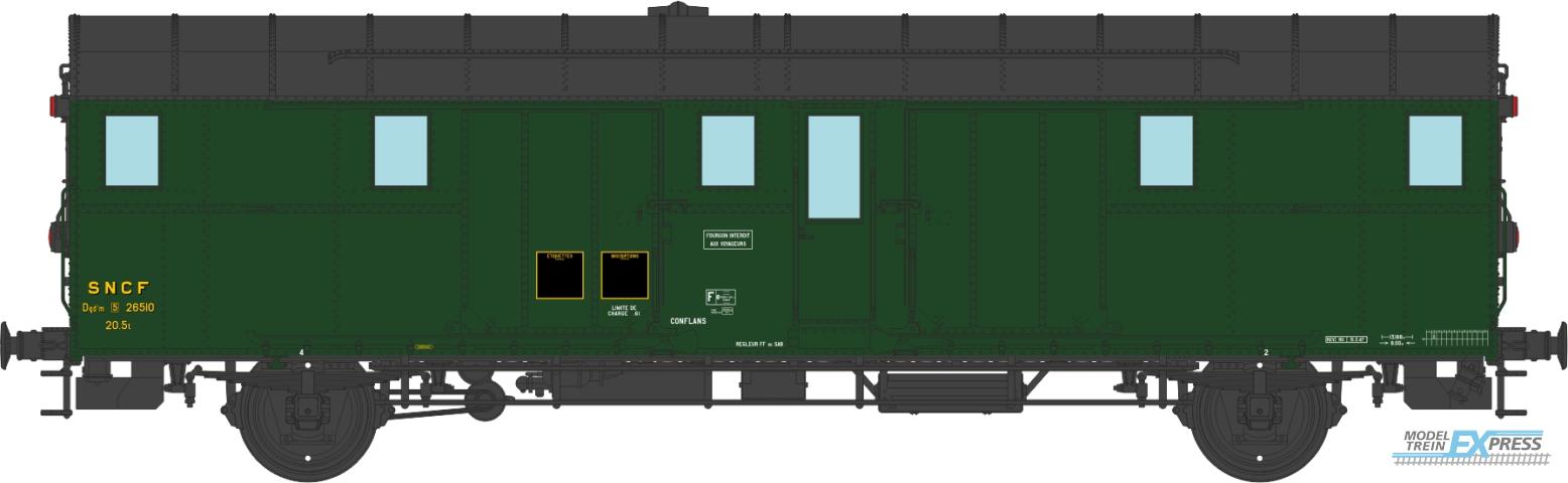 REE models VB-312 OCEM 32 Luggage Van, black roof and ends, 3 headligths South-East SNCF N°26510 Ep.IIIA