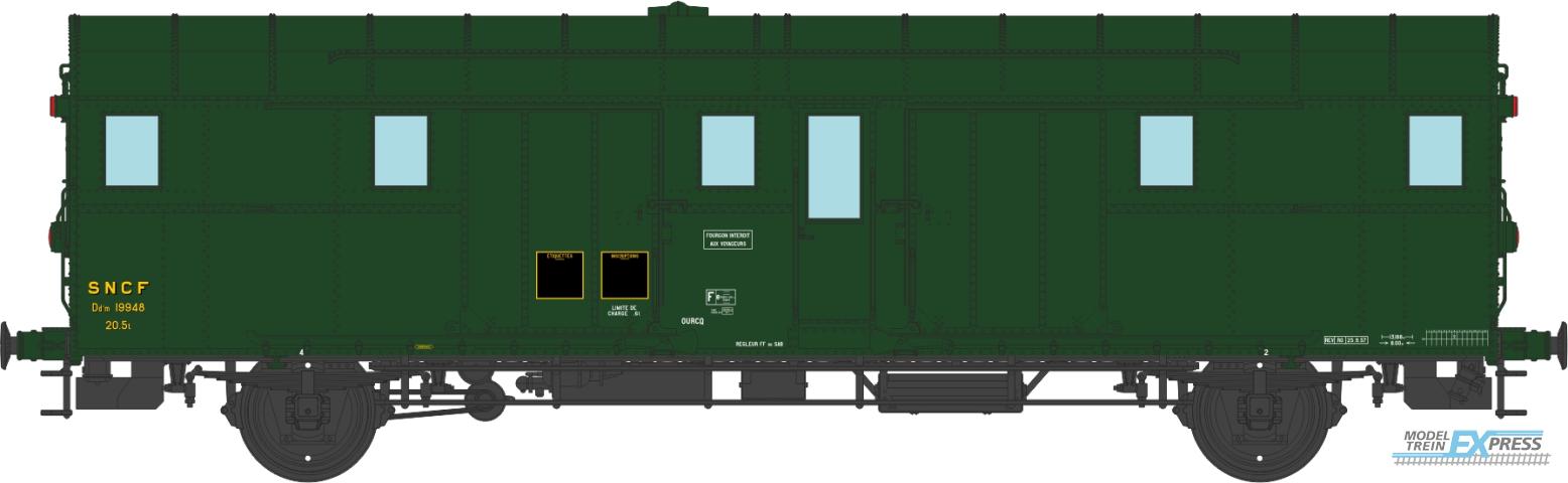 REE models VB-315 OCEM 32 Luggage Van, green 306, 3 headligths, East SNCF N°19948 Ep.IIIB