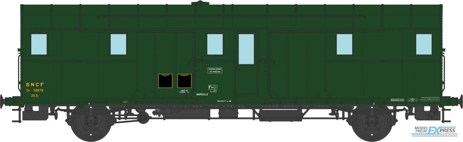 REE models VB-328 OCEM 32 Luggage Van, 306 green, without headlight, South-East SNCF N°58678 Ep.III-IV