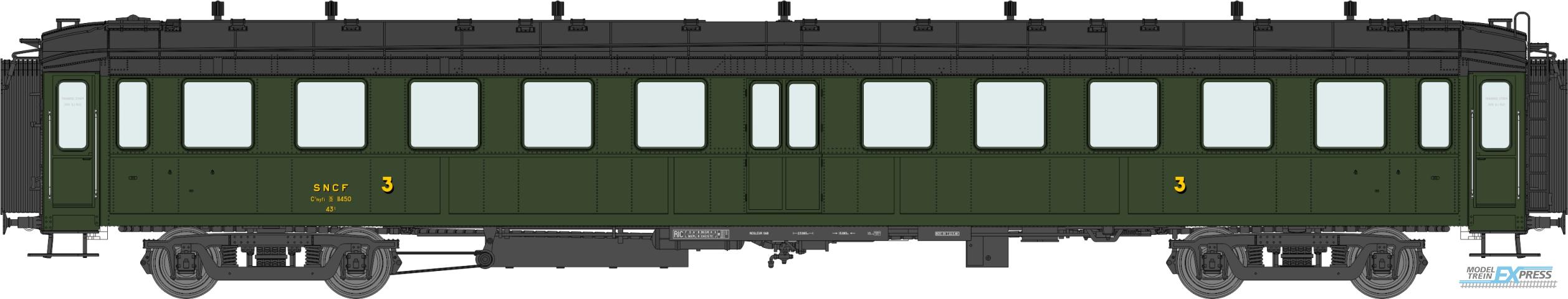 REE models VB-368 BACALAN Coach 3rd class C11myfi 11450 SNCF Ep.IIIA black roof, ladders