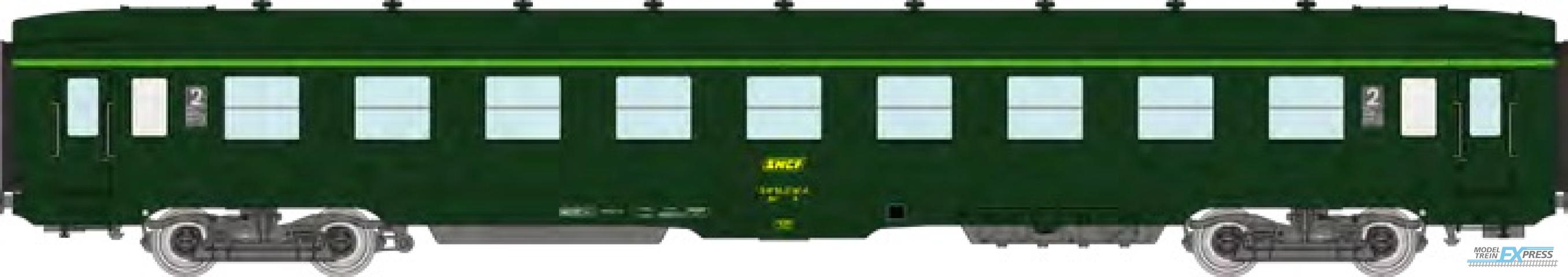 REE models VB-408 U52 DEV AO Sleeping Cars B9c9 N° 51 87 59-37 147-0 Green 301, boxed SNCF logo Era IV-V