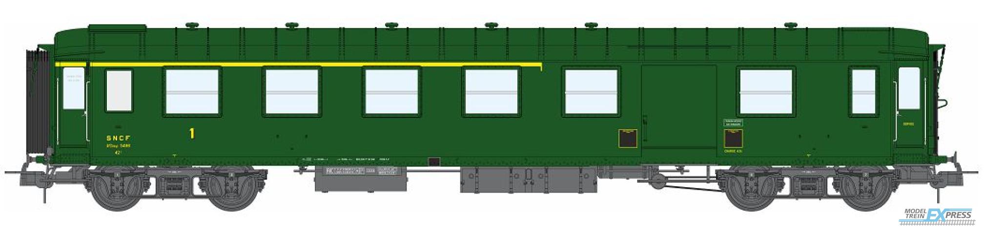 REE models VB-460 Metallic Cars Ex-PLM, A4D N°5496, end of convoy lights, Green 301, SNCF Era III D - Functional Lights