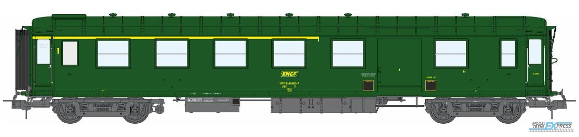 REE models VB-462 Metallic Cars Ex-PLM, A4D N°51 87 81-40 405-9, end of convoy lights, Green 301, SNCF Era IV - Functional Lights