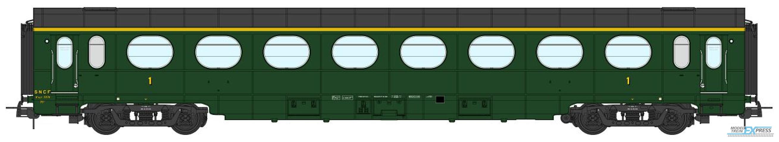 REE models VB-496 Voiture Allégée ÉTAT, A8, vert 306, SNCF Ep.III B (Nouveau N° de Voiture)