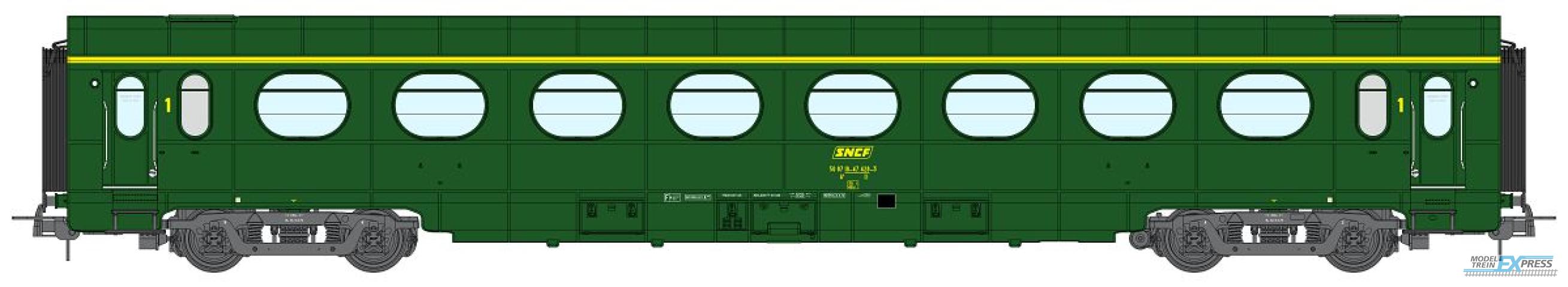 REE models VB-501 Voiture Allégée ÉTAT, A8, vert 301, SNCF Ep.IV (Nouveau N° de Voiture)