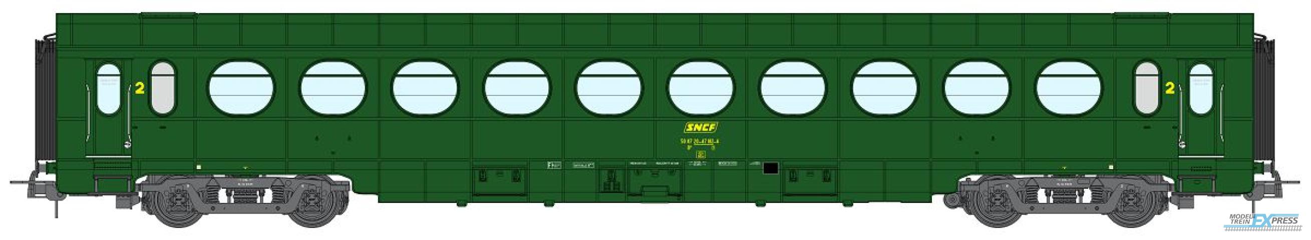 REE models VB-503 Voiture Allégée ÉTAT, B10, vert 301, SNCF Ep.IV (Nouveau N° de Voiture)