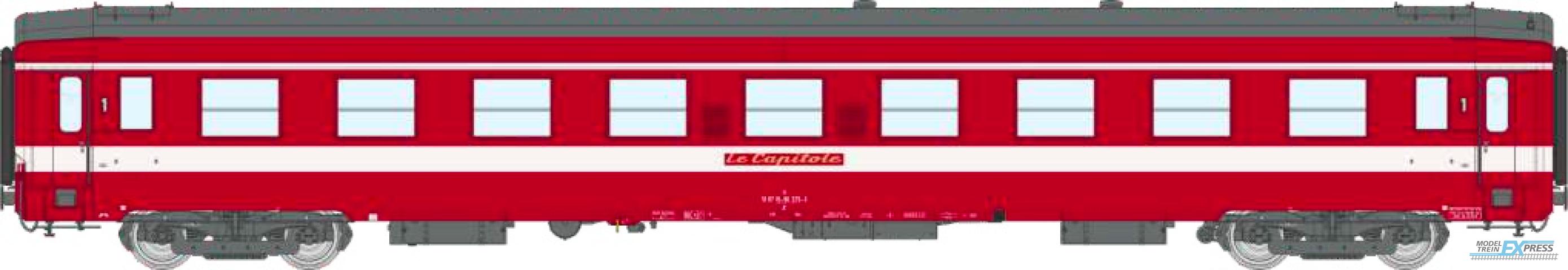 REE models VB-506 CAPITOLE - VOITURE UIC 1 x A9 Livrée Rouge - Plaque "Le Capitole" Ep.IV - Eclairage
