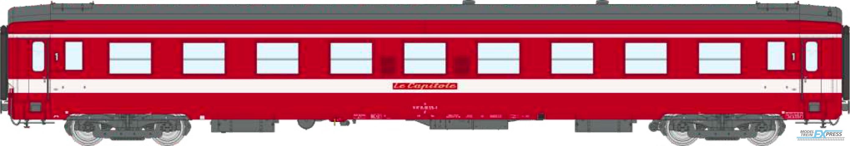 REE models VB-507 CAPITOLE - VOITURE UIC 1 x A9 Livrée Rouge - Plaque "Le Capitole" Ep.IV - Eclairage