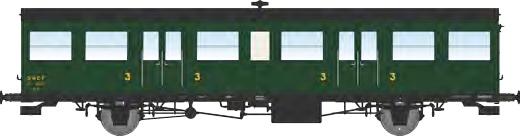 REE models VB-542 "Sud-Ouest" C6t 15m passenger car, 306 green, period IIIb