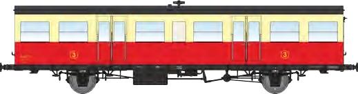 REE models VB-544 « Sud-Ouest » 15m 3rd class XR railcar trailer, red/cream with stove, period IIIa