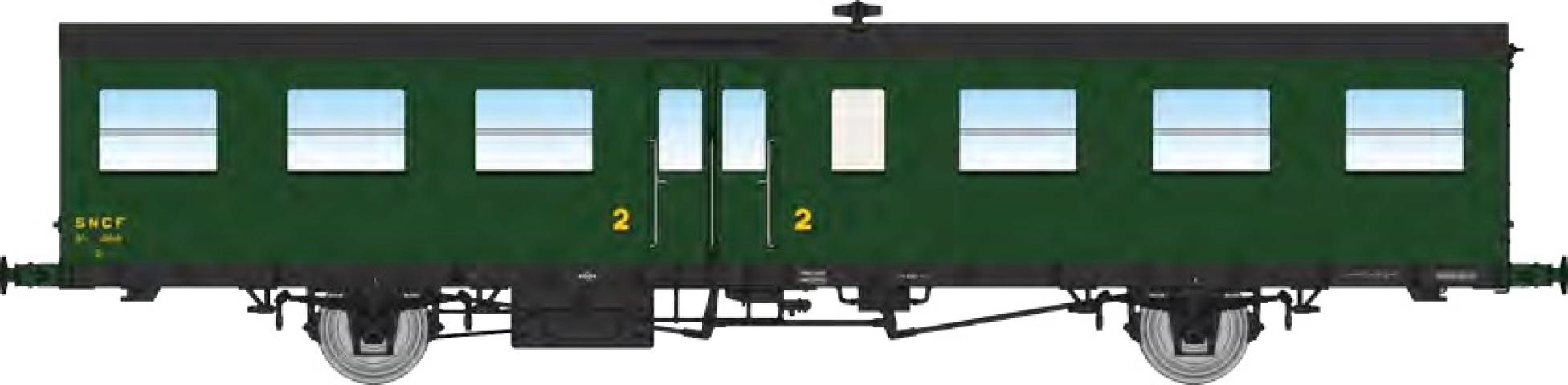 REE models VB-547 « Sud-Ouest » B6T 16 m passenger car, 306 green, period IIIb