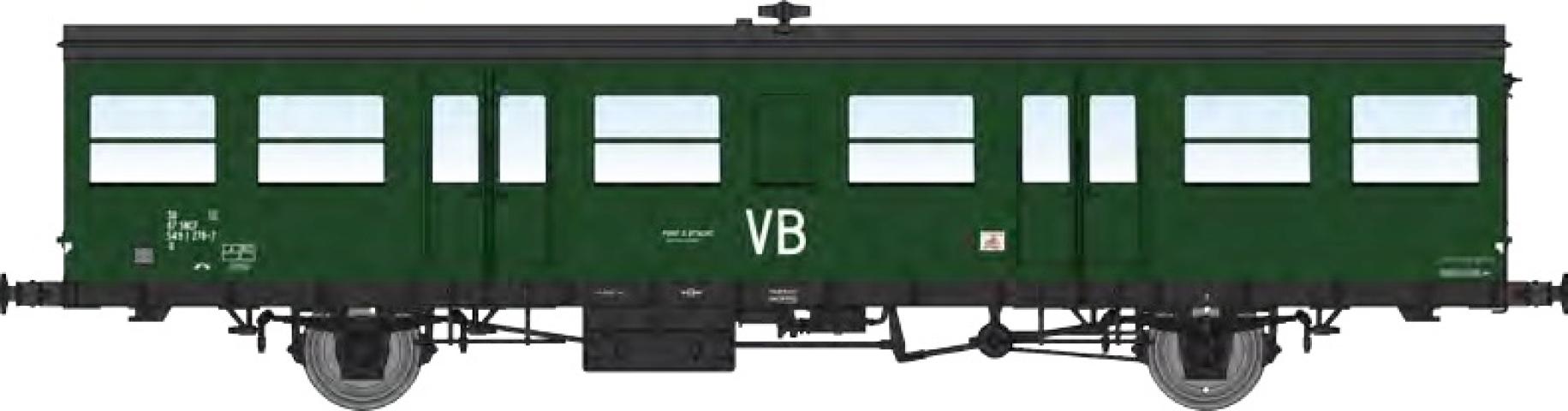 REE models VB-551 « Sud-Ouest » 16m VB car (track maintenance department), 306 green, period IV