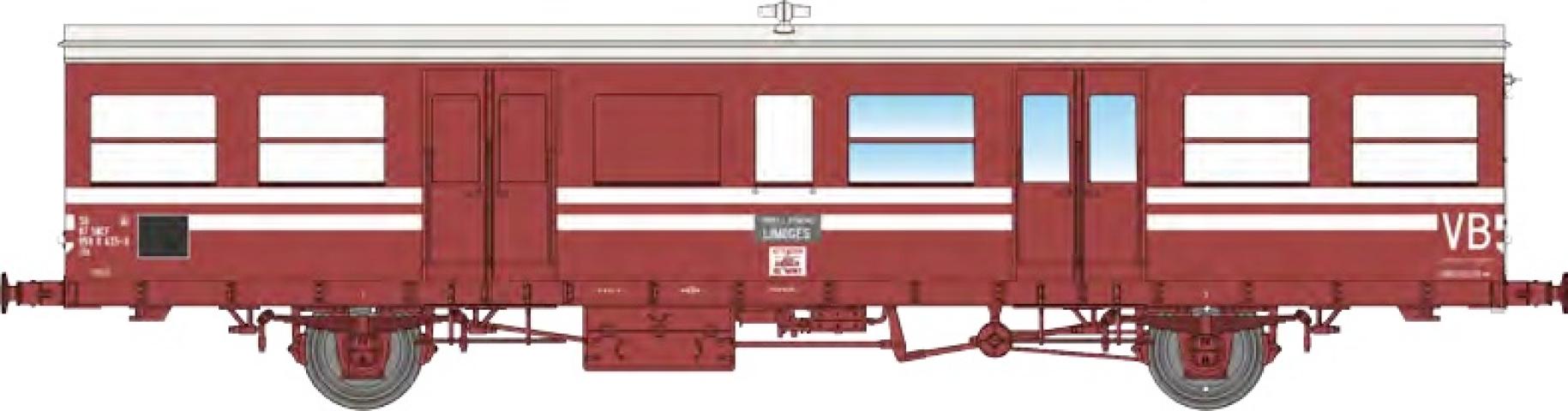 REE models VB-552 « Sud-Ouest » 15m VB car (track maintenance department), red, period IV