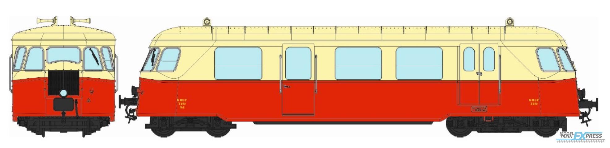 REE models VM-007 BILLARD Railcar SNCF N° X242, 1 Light, Red/Cream Era III - ANALOG