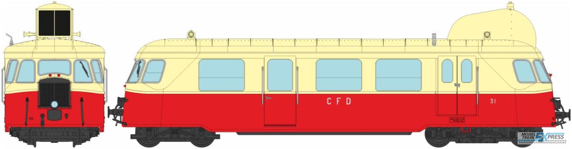 REE models VM-039S BILLARD Railcar "iroquois", N°31 CFD, 1 Light, Red/Grey Era III - DCC Sound