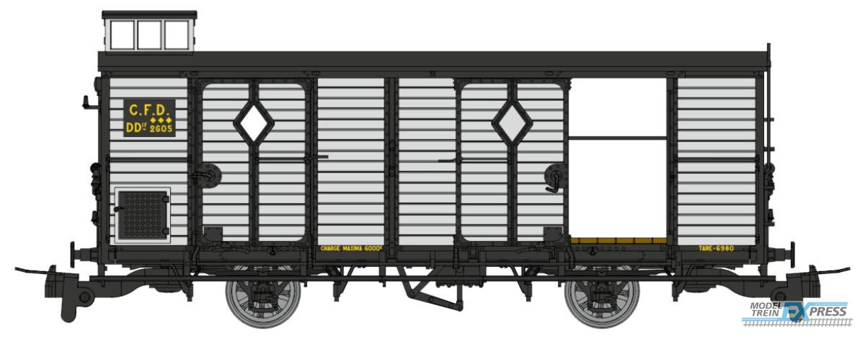 REE models VM-049 Luggage Cars CFD Light Grey-black metal n°2605 Era. III-IV (2 doors open)