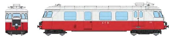REE models VM-058 BILLARD A80 D1 with narrow body of CFD railways No. 705, single headlighted,Red/Pearl Grey livery, Era III - Analog