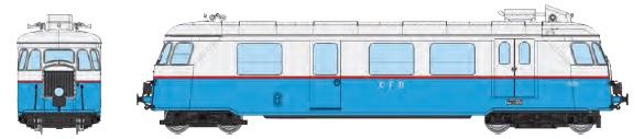 REE models VM-060S BILLARD A80 D1 with narrow body from the Dordogne Railways No.608, single headlight, Blue/Pearl Grey livery, Era III - DCC Sound