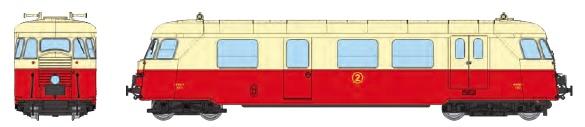 REE models VM-061 BILLARD A80 D1 with narrow body from POC Railways, No. SNCF X 251, single headlight, Red/Cream Era III - Analog